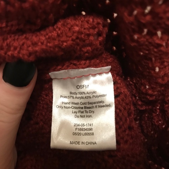 Red Beanie with Pom Pom on top - Picture 3 of 3